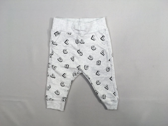 Pantalon molleton gris chiné lettres, moins cher chez Petit Kiwi