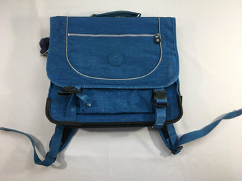 Cartable Kipling bleu, traces d'usures à l'extérieur