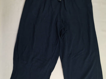 Pantalon ample coton texturé bleu marine