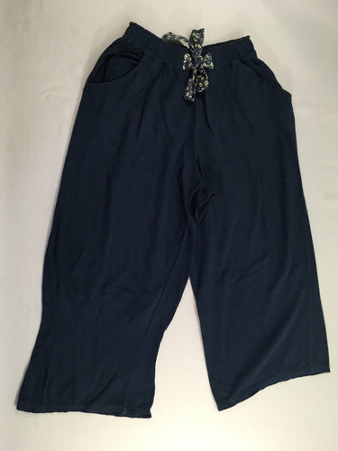 Pantalon ample coton texturé bleu marine, moins cher chez Petit Kiwi