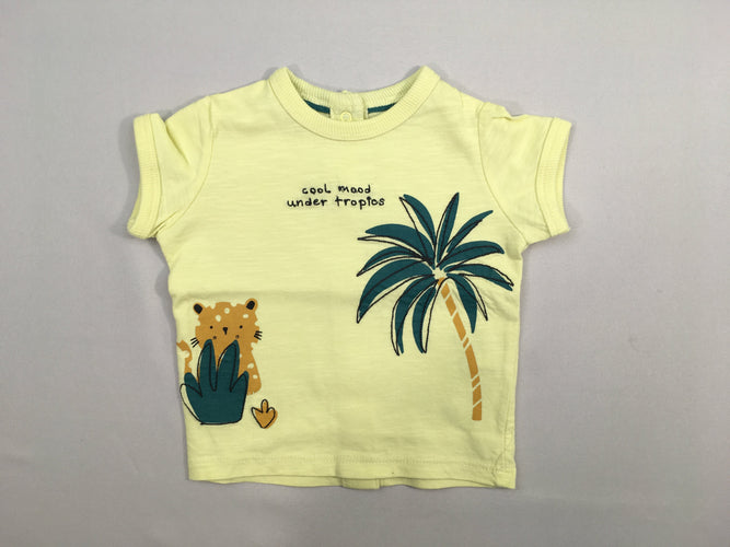 T-shirt m.c jaune flammé palmier, moins cher chez Petit Kiwi