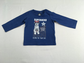 T-shirt m.l bleu Superhero Chien