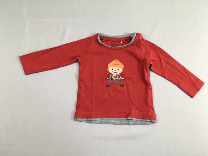 T-shirt m.l rouge effet supperposé Bonhomme, moins cher chez Petit Kiwi