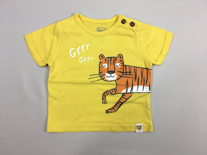 T-shirt m.c jaune tigre, moins cher chez Petit Kiwi