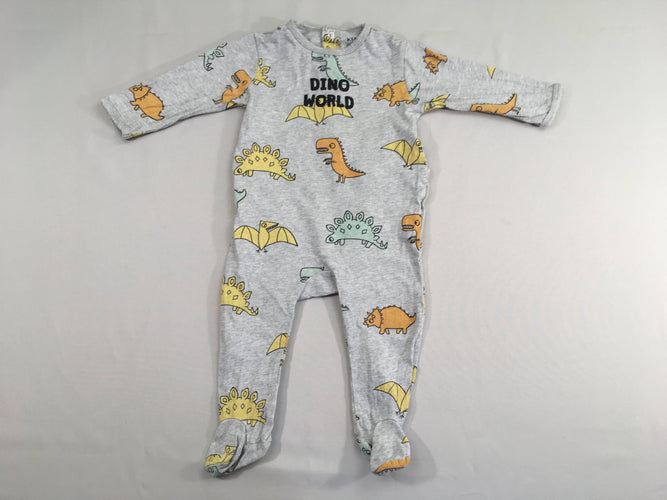 Pyjama jersey gris Dino World, moins cher chez Petit Kiwi