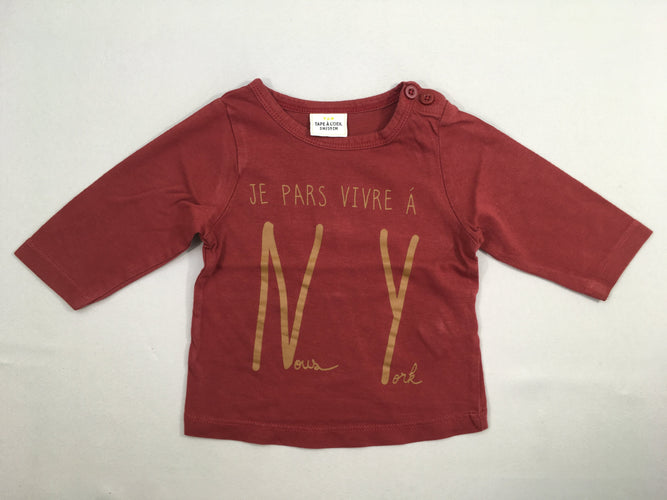 T-shirt m.l rouge NY, moins cher chez Petit Kiwi