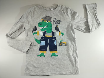 T-shirt m.l gris flammé, épouventail crocodile