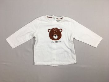 T-shirt m.l blanc ours en relief