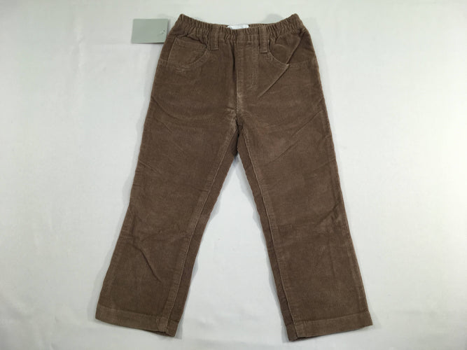 Pantalon velours brun taille élastique, moins cher chez Petit Kiwi