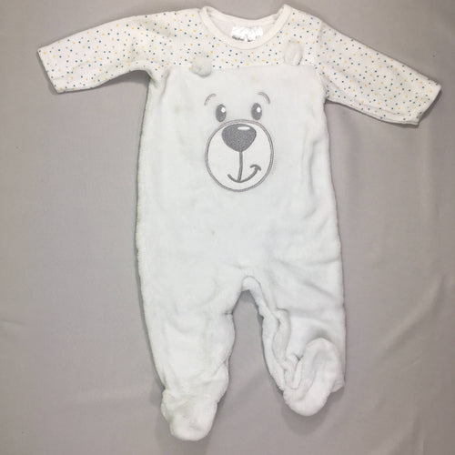 Pyjama velours blanc ours, moins cher chez Petit Kiwi