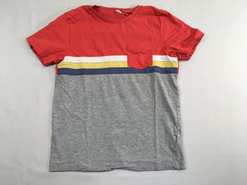 T-shirt m.c rouge/gris chiné rayé