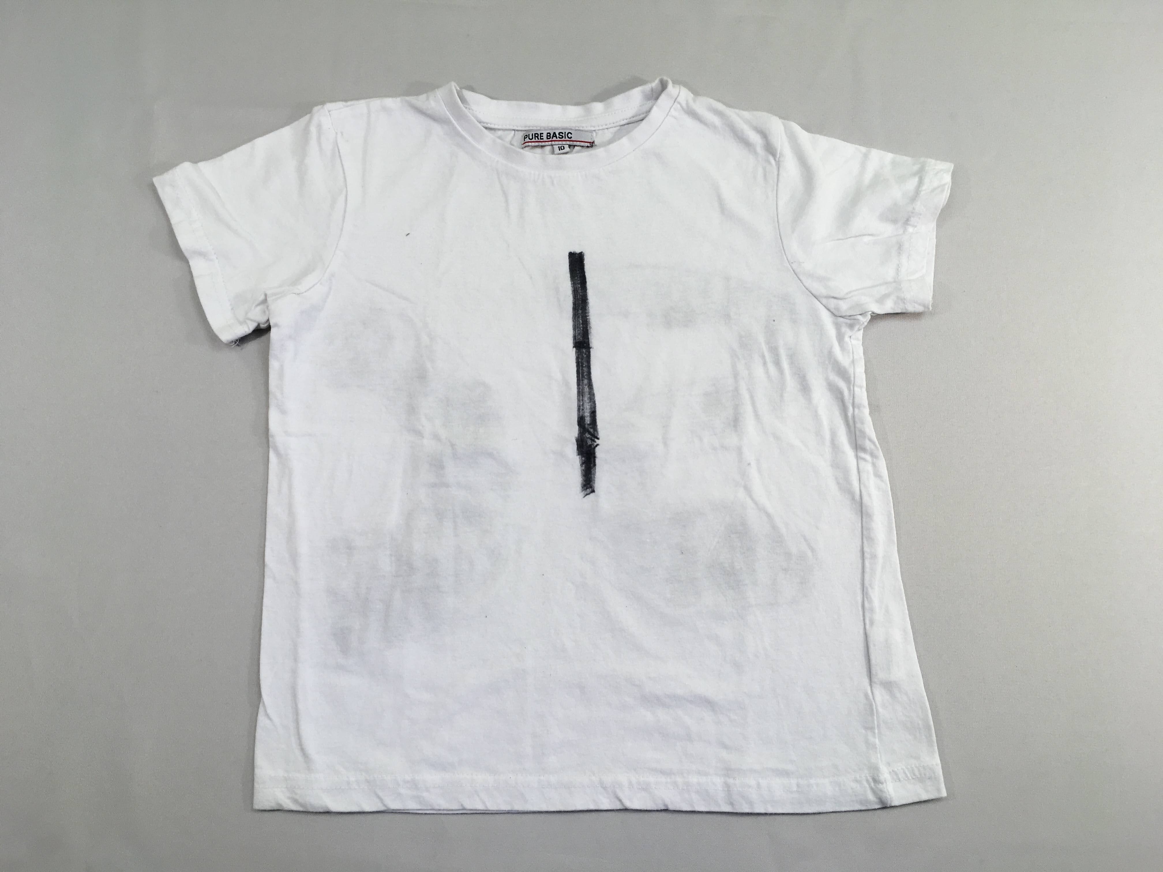 T-shirt m.c blanc trait noir (Fait main)
