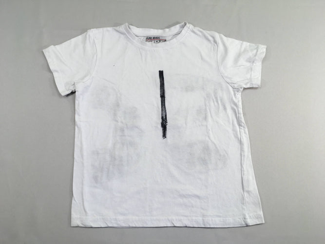 T-shirt m.c blanc trait noir, moins cher chez Petit Kiwi