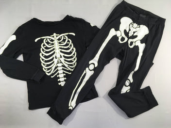 Pyjama 2pcs jersey noir squelette