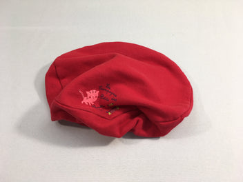 Bonnet jersey rouge chat, légèrement bouloché