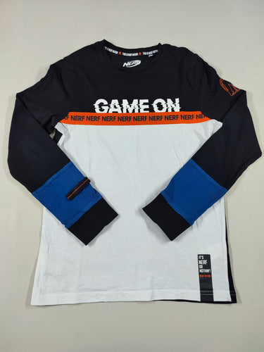 T-shirt m.l blanc/noir/orange "Game on Nerf", moins cher chez Petit Kiwi