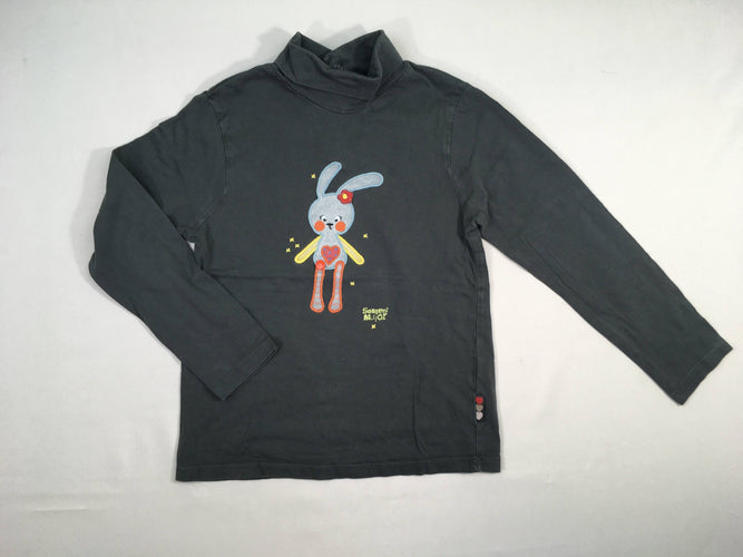 T-shirt col roulé gris foncé lapin, moins cher chez Petit Kiwi