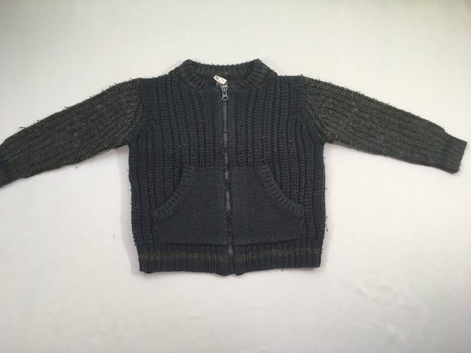 Gilet mailles bleu gris bouloché, moins cher chez Petit Kiwi