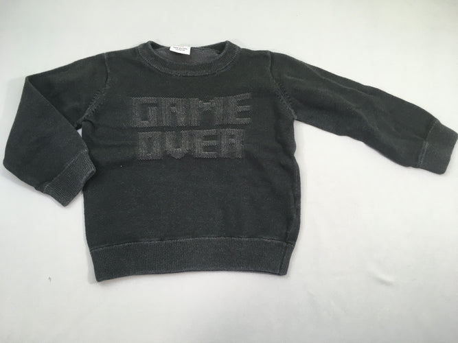 Pull anthracite Game Over, moins cher chez Petit Kiwi