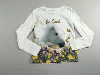 T-shirt m.l blanc cheval-fleur So Cool