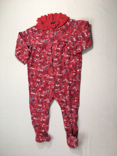 Pyjama jersey rouge fleurs col, moins cher chez Petit Kiwi
