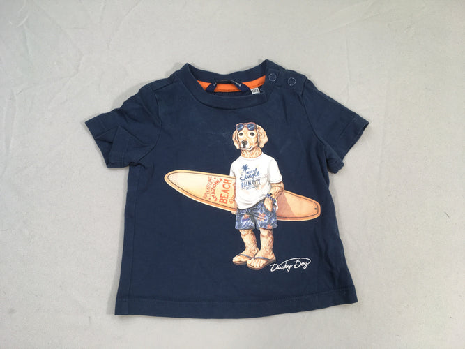 T-shirt m.c bleu marine chien surf Taches à relaver, moins cher chez Petit Kiwi