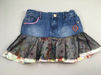 Jupe en jean tulle dans le bas fleurs sequins