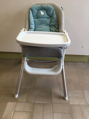 Chaise haute Slick 2 en 1 - blanc bleu gris - Babymoov - 213€ NEUF, moins cher chez Petit Kiwi