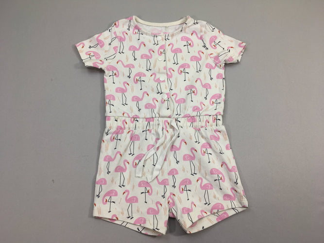 Combishort jersey blanche flamands rose, moins cher chez Petit Kiwi