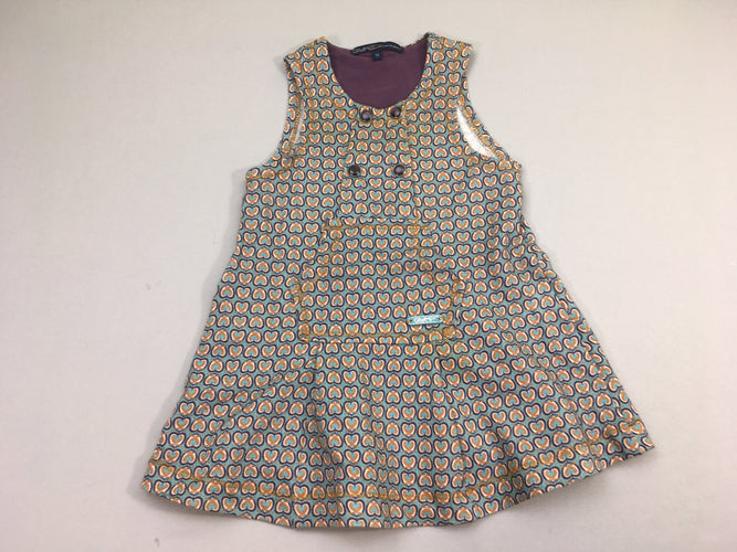 Robe s.m bleu coeurs orange/mauve, moins cher chez Petit Kiwi