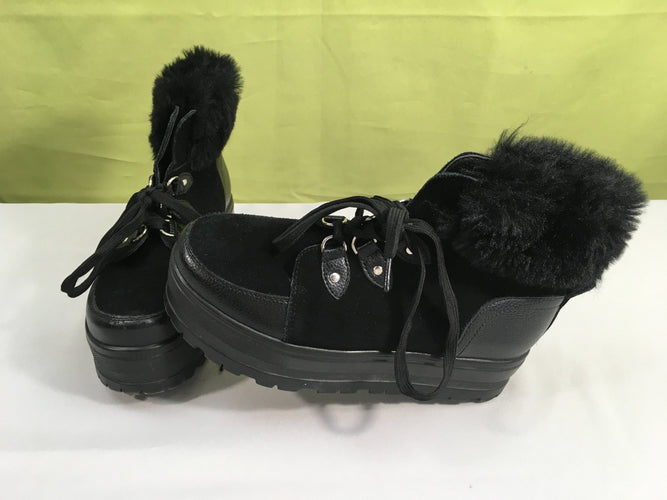 Chaussures à semelles compensées noir fausse fourrure, Gaia Shoes, moins cher chez Petit Kiwi