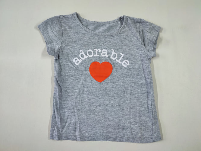 T-shirt m.c gris coeur "Adorable", moins cher chez Petit Kiwi