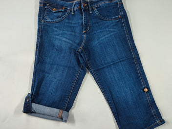 Bermuda jeans bleu à revers amovible, 38