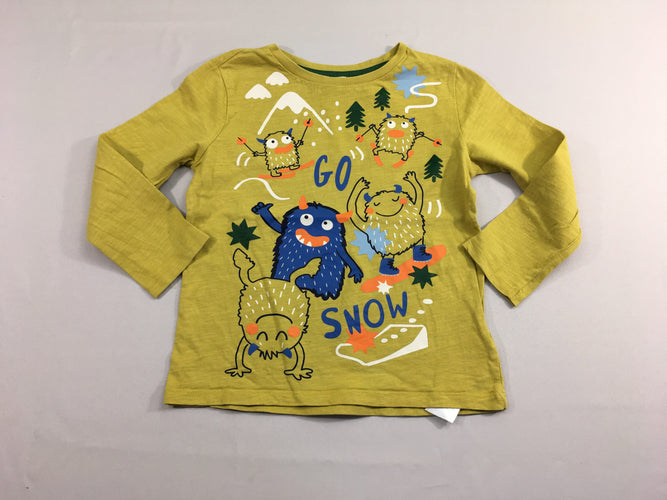 T-shirt m.l jaune flammé ski, moins cher chez Petit Kiwi