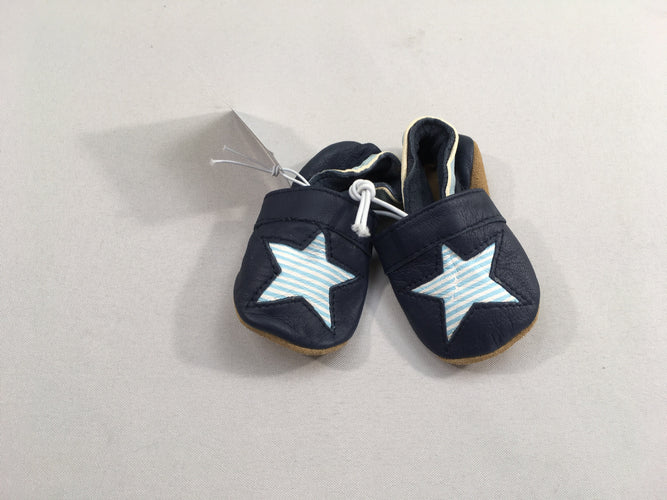 NEUF Chaussons cuir bleu étoiles, 0-6m, Walkx Baby, moins cher chez Petit Kiwi
