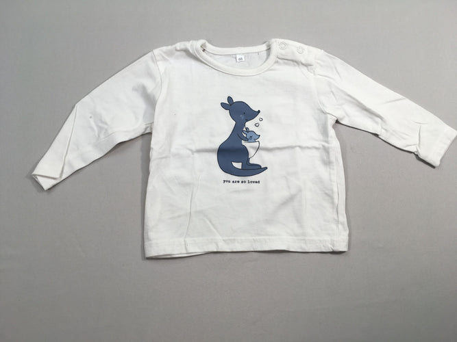 T-shirt m.l blanc kangourous, moins cher chez Petit Kiwi
