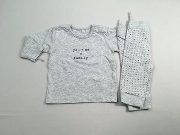 T-shirt m.l + Pantalon jersey gris chiné family