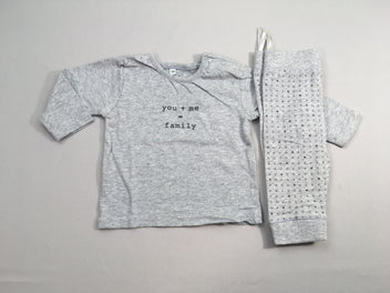 T-shirt m.l + Pantalon jersey gris chiné family