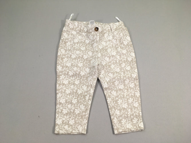 Jegging blanc/beige fleurs, moins cher chez Petit Kiwi