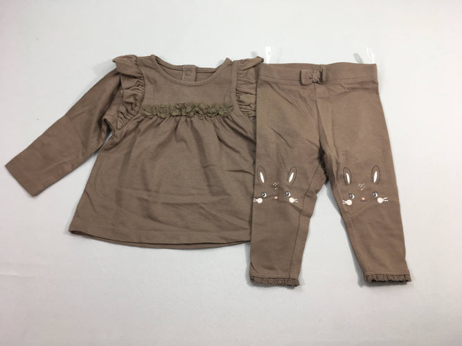 T-shirt m.l brun tulle froufrous + Legging, moins cher chez Petit Kiwi