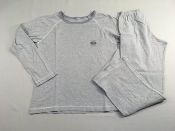 Pyjama 2pcs jersey gris rayé blanc