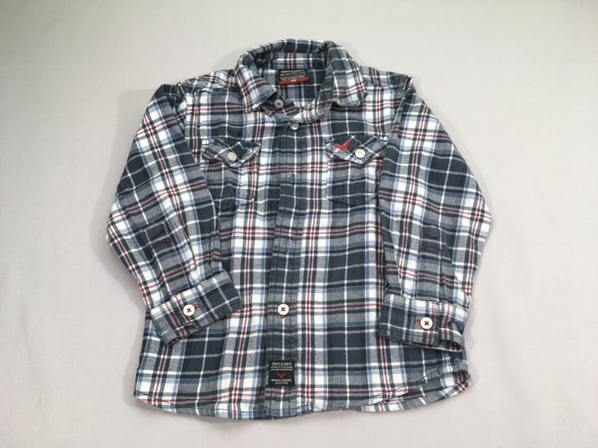 Chemise m.l flanelle carreaux vert/blanc, moins cher chez Petit Kiwi