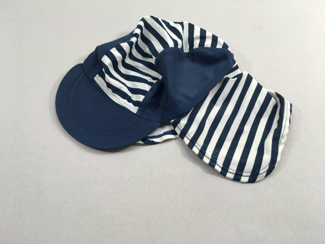 Chapeau blanc rayé bleu anti UV  UPF 50+ (49cm), moins cher chez Petit Kiwi