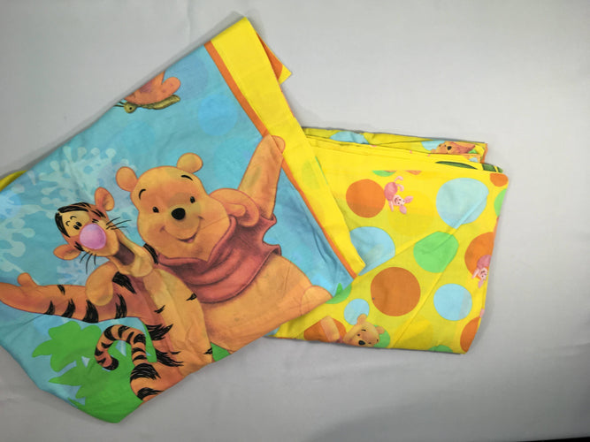 Housse de couette + taie jaune Winnie l'ourson pour lit 1 personne, moins cher chez Petit Kiwi