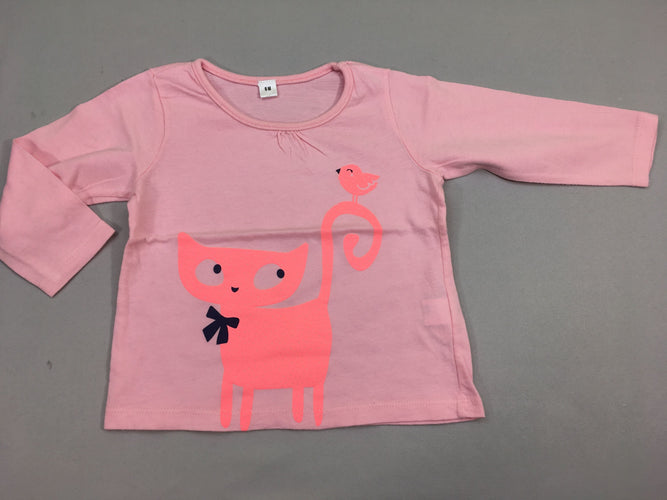 T-shirt m.l rose pâle oiseau chat, moins cher chez Petit Kiwi