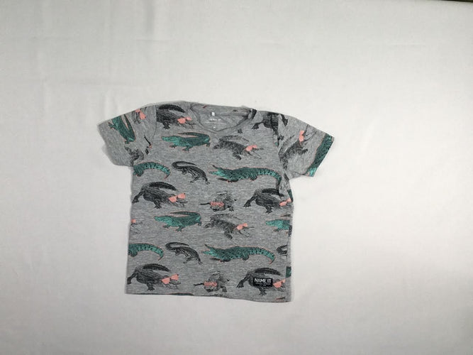 T-shirt m.c gris flammé crocodiles, moins cher chez Petit Kiwi