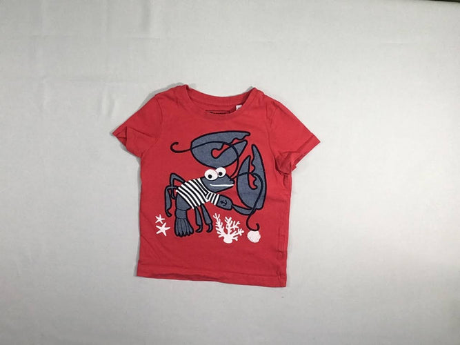 T-shirt m.c rouge homard, moins cher chez Petit Kiwi