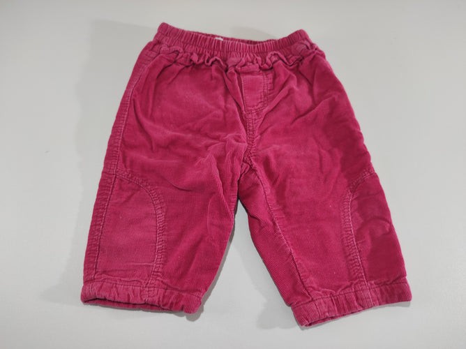Pantalon velours côtelé rose doublé jersey, moins cher chez Petit Kiwi