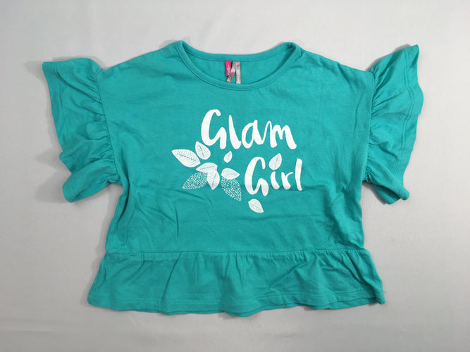 T-shirt m.c vert glam girl froufrous, moins cher chez Petit Kiwi