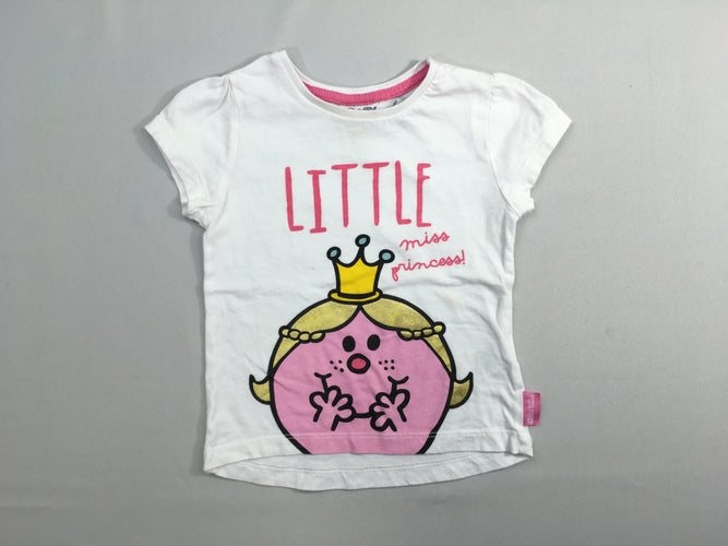 T-shirt m.c blanc Little miss princess, moins cher chez Petit Kiwi